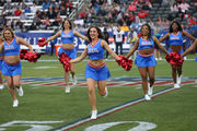 BIRMINGHAM, AL - APRIL 16: Tampa Bay Bandits head coach Todd Haley and Tampa  Bay Bandits quarterback Jordan Ta'amu (10) are introduced as part of  pregame festivities before the inaugural USFL game