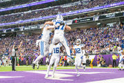 Minnesota Vikings fullback C.J. Ham (30) runs from Indianapolis Colts  inside linebacker Bobby Okereke (58) during