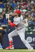 MILWAUKEE, WI - APRIL 07: Milwaukee Brewers catcher William Contreras (24)  watches play during a game between the Milwaukee Brewers and the St. Louis  Cardinals at American Family Field on April 7