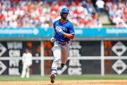 PHILADELPHIA, PA - AUGUST 06: Kyle Isbel #28 of the Kansas City Royals  during the game against the Philadelphia Phillies on August 6, 2023 at  Citizens Bank Park in Philadelphia, Pennsylvania. (Photo