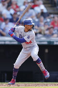 CLEVELAND, OH - AUGUST 24: Cleveland Guardians first baseman Kole Calhoun  (56) runs the bases during game two of an MLB doubleheader against the Los  Angeles Dodgers on August 24, 2023 at