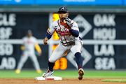 PHILADELPHIA, PA - SEPTEMBER 12: Marcell Ozuna #20 of the Atlanta Braves in  the dugout during the Major League Baseball game against the Philadelphia  Phillies on September 12, 2023 at Citizens Bank