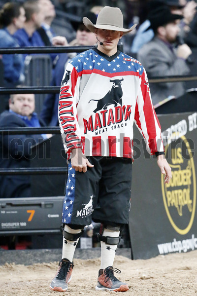 Bullfighter Cody Webster is introduced during the Professional Bull News  Photo - Getty Images