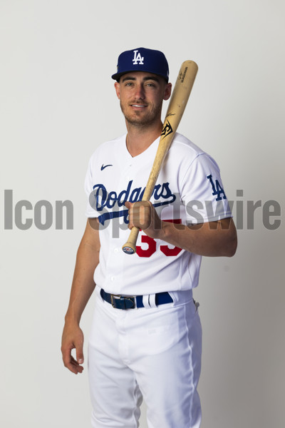 Los Angeles Dodgers outfielder Cody Bellinger (35) poses before an