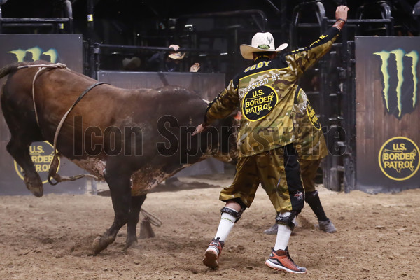 Bullfighter Cody Webster is introduced during the Professional Bull News  Photo - Getty Images
