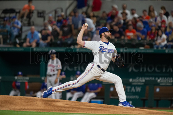 ARLINGTON, TX - MAY 22: Houston Astros Pitcher Andre Scrubb (70) pitches  during the Texas Rangers game versus the Houston Astros on May 22nd, 2021,  at Globe Life Field in Arlington, TX. (