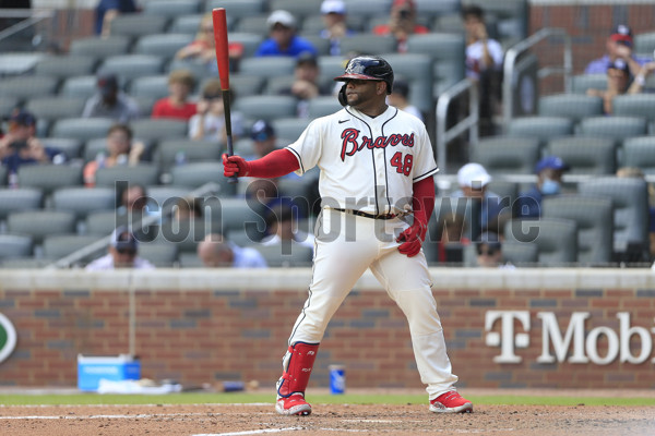 Pablo Sandoval of the Atlanta Braves during the first game of the MLB