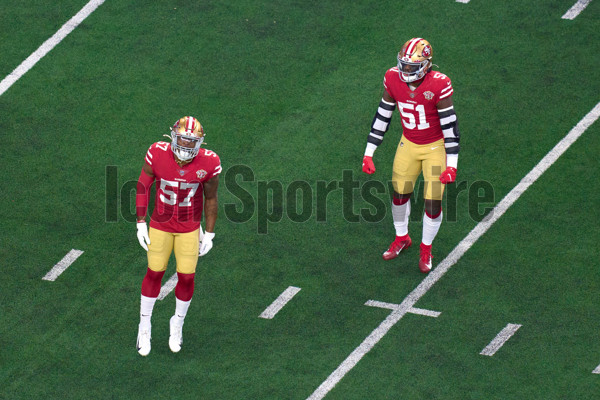 San Francisco 49ers linebacker Azeez Al-Shaair (51) is introduced