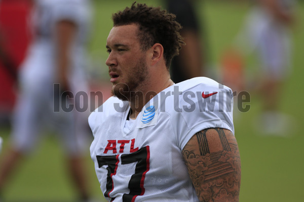 FLOWERY BRANCH, GA - AUGUST 05: Atlanta Falcons wide receiver Frank Darby  88 looks on during Atlanta