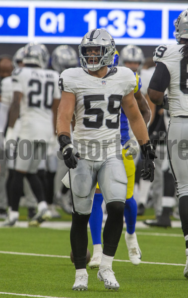 Las Vegas Raiders linebacker Luke Masterson (59) against the